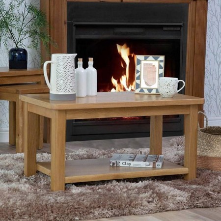 PPS Oak1 : Bàn Sofa, Bàn Coffee Gỗ Sồi - 2 Tầng 